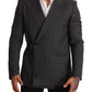 Dolce & Gabbana Chic Gray Check Martini Slim Fit Double-Breasted Blazer