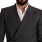 Dolce & Gabbana Chic Gray Check Martini Slim Fit Double-Breasted Blazer