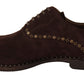 Dolce & Gabbana Elegant Brown Suede Studded Derby Shoes