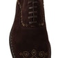 Dolce & Gabbana Elegant Brown Suede Studded Derby Shoes