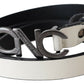 Costume National Metallic Gray Italian Leather Fashion Belt