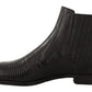 Dolce & Gabbana Elegant Black Leather Lizard Skin Derby Boots