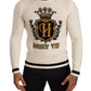 Dolce & Gabbana Elegant Snow-White Heraldic Cashmere Sweater