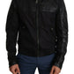 Dolce & Gabbana Elegant Black Bomber with Leather Accents