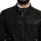 Dolce & Gabbana Elegant Black Bomber with Leather Accents