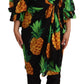 Dolce & Gabbana Vibrant Pineapple Draped Wrap Dress