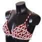 Dolce & Gabbana Red Cotton Logo Printed Designer Bra