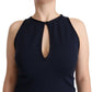 John Galliano Sleeveless Navy Knee-Length Sheath Dress