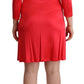 John Galliano Elegant Red Knee-Length Sheath Dress