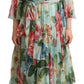 Dolce & Gabbana Elegant Floral Green Midi Silk Dress