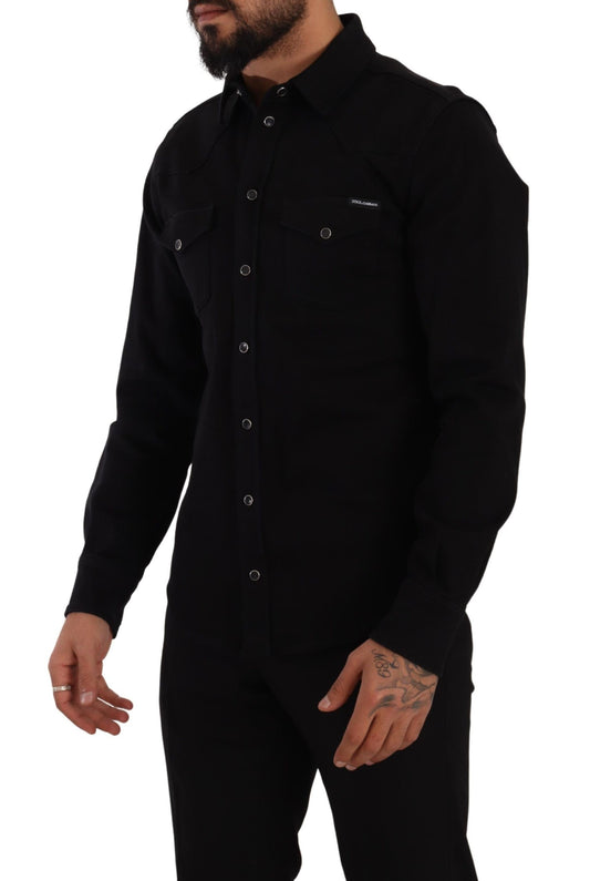 Dolce & Gabbana Slim Fit Casual Black Designer Shirt