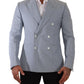 Dolce & Gabbana Elegant Slim Fit Light Blue Double Breasted Blazer