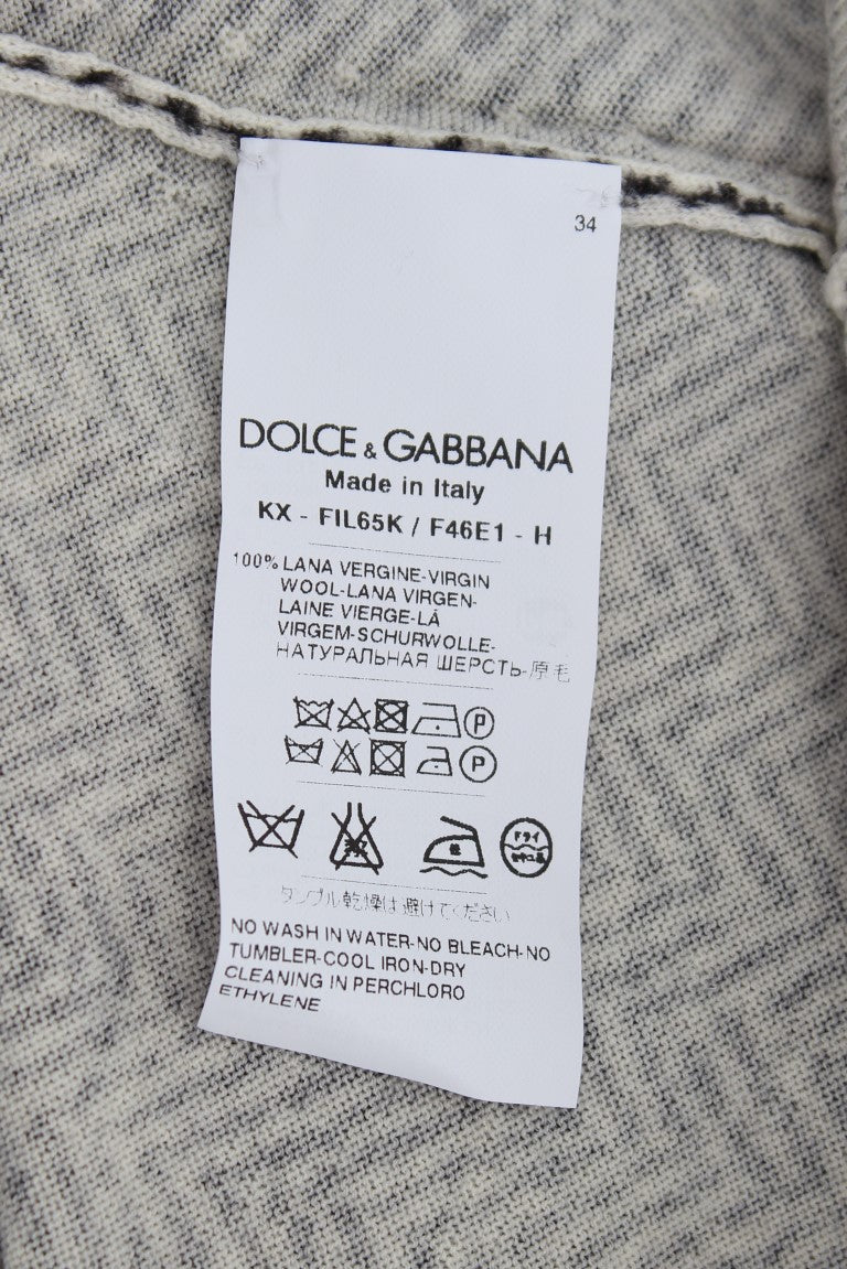 Dolce & Gabbana Elegant Black and White Wool Cardigan