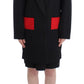 KAALE SUKTAE Elegant Draped Long Coat in Black with Red Accents