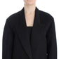 KAALE SUKTAE Elegant Draped Long Coat in Black with Red Accents