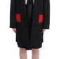 KAALE SUKTAE Elegant Draped Long Coat in Black with Red Accents