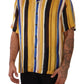 Dolce & Gabbana Yellow Striped Silk-Blend Men's Shirt