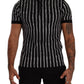 Dolce & Gabbana Elegant Striped Polo T-Shirt in Black