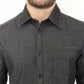 Ermanno Scervino Elegant Gray Stretch Denim Casual Shirt