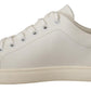 Dolce & Gabbana Elegant White Leather Sneakers with Gold Accents