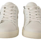 Dolce & Gabbana Elegant White Leather Sneakers with Gold Accents