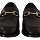 Salvatore Ferragamo Suave Black Leather Gancio Bit Loafers