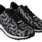 Jimmy Choo Elegant Black & Silver Leather Sneakers