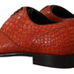 Dolce & Gabbana Exotic Orange Croc Leather Laceup Dress Shoes