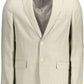 Gant Beige Linen Classic Jacket with Logo Detailing