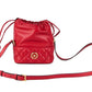 Versace Red Quilted Leather Drawstring Shoulder Bag Bucket Crossbody Handbag