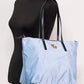 Versace Portuna Medusa Medium Cornflower Blue Nylon Leather Tote Bag Purse