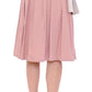 Comeforbreakfast Elegant Pleated Knee-length Skirt in Pink and Gray