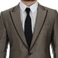 Dolce & Gabbana Elegant Brown Silk Two-Button Slim Blazer