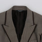 Dolce & Gabbana Elegant Brown Silk Two-Button Slim Blazer