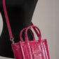 Marc Jacobs The Shiny Crinkle Mini Tote Magenta Leather Crossbody Handbag Purse