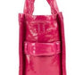 Marc Jacobs The Shiny Crinkle Mini Tote Magenta Leather Crossbody Handbag Purse