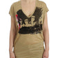 Costume National Chic V-Neck Tunic Top with Motive Print