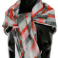 Costume National Elegant Silk Checkered Scarf in Gray and Red