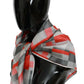 Costume National Elegant Silk Checkered Scarf in Gray and Red