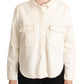 Levi's Elegant White Long Sleeve Collared Polo Top