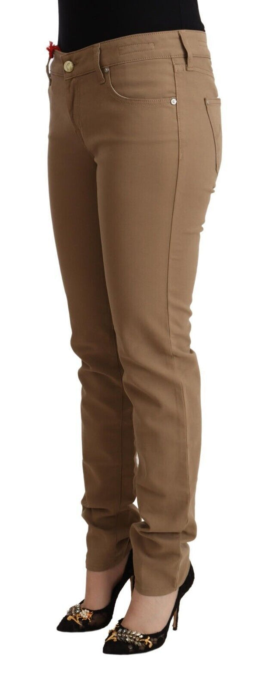 Jacob Cohen Elegant Brown Mid Waist Skinny Pants