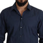 Dolce & Gabbana Elegant Slim Fit Blue Martini Dress Shirt