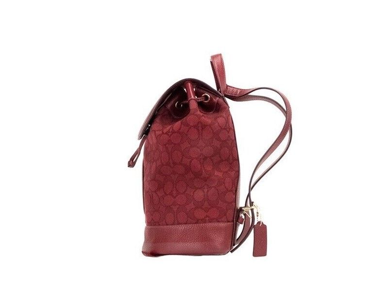 COACH Dempsey Red Apple Signature Jacquard Canvas Logo Patch Backpack