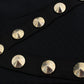 Exte Chic Black Stretch Blazer with Gold Button Detail