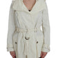 PLEIN SUD Elegant White Wrap Trench Jacket