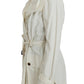 PLEIN SUD Elegant White Wrap Trench Jacket