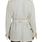 PLEIN SUD Elegant White Wrap Trench Jacket