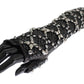 Dolce & Gabbana Elegant Black Crystal Beaded Leather Gloves