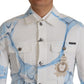 Dolce & Gabbana Multicolor Logo Embroidered Denim Jacket