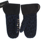 Dolce & Gabbana Chic Gray Wool & Shearling Gloves with Studded Details